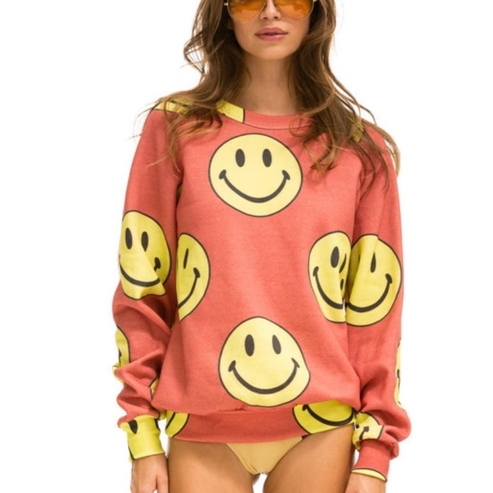Aviator Nation Pink Smiley Sweatshirt